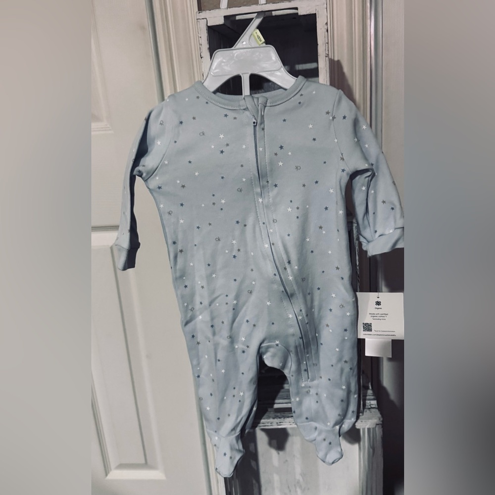 Calvin Klein Kids Light Blue Star Print Footie